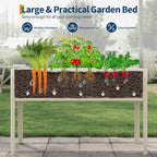 Galvanized Raised Garden Bed with Legs&Water Storage - 50×32×17 in Metal Planter Box, Outdoor Raised Garden Beds Gardening, Durable Planter Raised Beds, Sturdy Planters for Outdoor Plants (Beige)