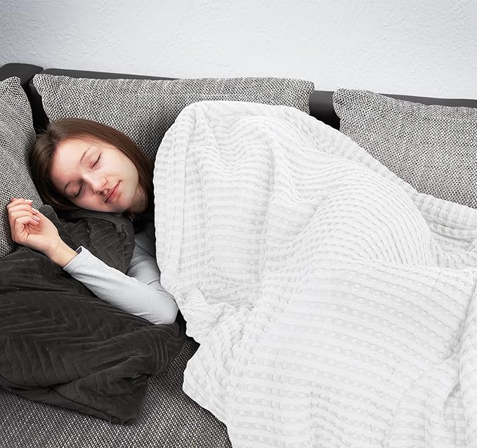 Utopia Bedding White 100% Cotton Waffle Blanket 300 GSM [Queen - 90x90 Inch] Soft Lightweight Breathable Bed Blanket for All Season (Pack of 8)