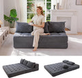 MAXYOYO Folding Sofa Couch, Convertible Floor Sleeper Couch with 2 Pillows, Tufted Floor Oversized Loveseat Couch Tufted Fold Out Chair Bed Comfy Sofa Lounge for Living Room Bedroom, Dark Grey