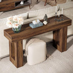 Tribesigns 63-Inch Long Console Table, MDF Wood Grain Rectangular Sofa Table Behind The Couch, Farmhouse Entryway Table for Entrance, Hallway, Living Room (Rustic Brown)