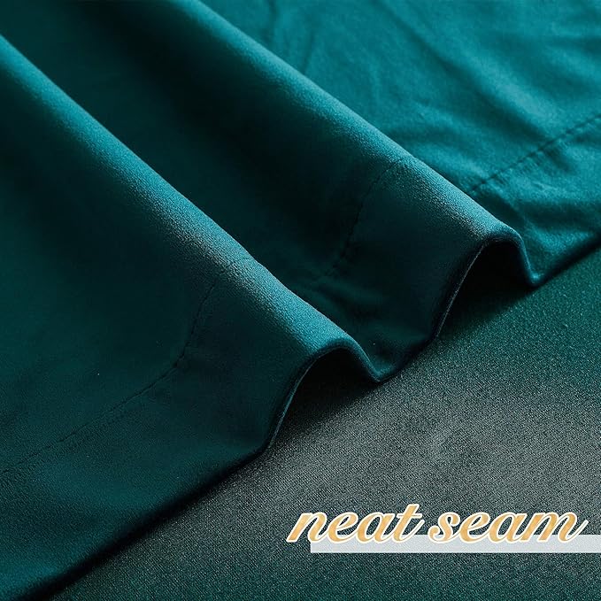 NICETOWN Teal Curtains for Living Room, Rod Pocket Privacy Enhancing Light Control Curtains for Guest Room, Bedroom(2 Panels, 52 inches Wide, 96 inches Long)