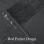 NICETOWN Grey Luxury Velvet Curtain Panels 96 inches Long 2 Panels, Home Decoration Blackout Window Treatments for Living Room/Bedroom/Home Theatre, 52 x 96