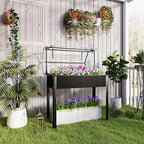 Outsunny Raised Garden Bed with Flip-Up Greenhouse Cover, Elevated Planter Box with Legs and Drainage Hole for Vegetables Flowers Herbs, 39.4" x 18.9" x 48.8", Black