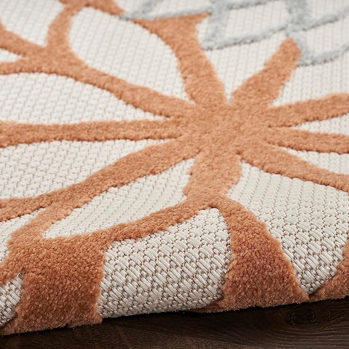 Nourison Home Washables 32x48 Outdoor Polypropylene Fabric Rug in Ivory/Multi-Color