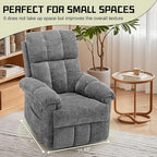 Recliner Chair, Swivel Rocker Recliner Chair for Adults, Small Recliners for Small Spaces, Manual Recliner with Side Pockets, Upholstered Nursery Rocking Chair for Living Room, Chenille, Grey