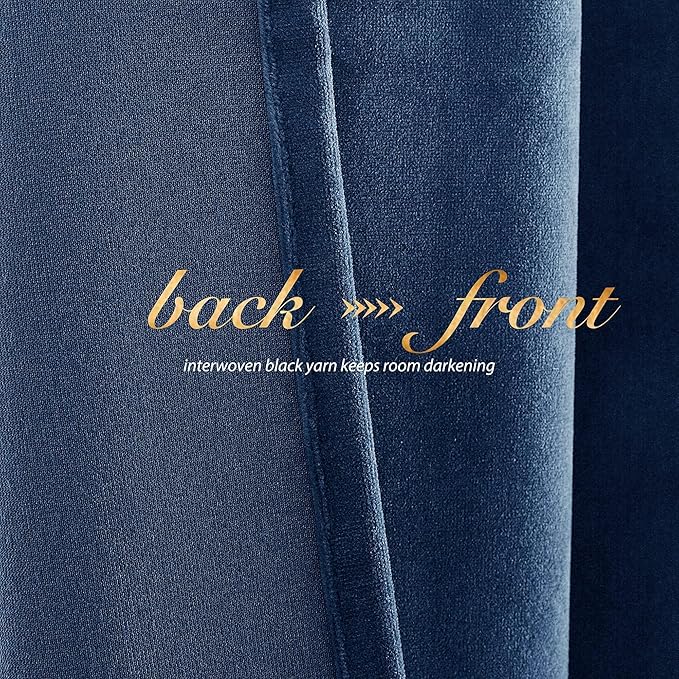 NICETOWN Navy Blue Velvet Curtains 84 inches for Bedroom, Sound Reducing Heavy-Duty Solid Rod Pocket Light Blocking Drapes/Panels for Living Room (2 Panels, 52 inches Wide Each Panel)