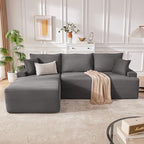 Cloud Sectional Couch, Boneless Sofa for Living Room, Fluffy Comfy Couch with Deep Seat, Modular Sectional Sofa with L-Shaped Chaise, No Assembly Required, Dark Grey