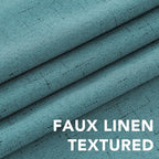 H.VERSAILTEX Linen Blackout Curtains 108 Inches Long 100% Absolutely Blackout Thermal Insulated Textured Linen Look Curtain Draperies Anti-Rust Grommet, Energy Saving with White Liner, 2 Panels, Teal