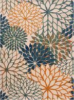 Nourison Home Aloha Indoor/Outdoor Blue Green 10' x 14' Area Rug, Easy Cleaning, Non Shedding, Bed Room, Living Room, Dining Room, Backyard, Deck, Patio (10x14)