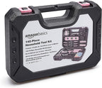 Amazon Basics 142-Piece Household Tool Kit for Home Repair, Hand Tools with Storage Case, 13.39 x 9.25 x 2.95 inch, Pink