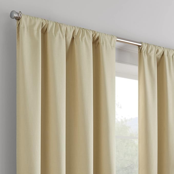 ECLIPSE Kendall Modern Blackout Thermal Rod Pocket Window Curtain for Bedroom or Living Room (1 Panel), 42 x 95, Cafe