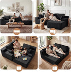 Cloud Sectional Boneless Couches for Living Room, Modular L Shaped Couch with Deep Seat Oversized Right Facing Chaise, Memory Foam Compressed Spineless 3 Seater Sofa for Apartment, Black | No Assembly Required, Deep Seat, Cat-Claw Resistant, High-Resil...