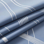NICETOWN Stone Blue Blackout Curtains 54 inch Long Small Panels, 42 Inch Wide, Window Treatment Thermal Insulated Wave Line Foil Print Design Drapes for Kitchen, Cafe, Loft, Set of 2