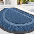 OLANLY Half Circle Door Mat Indoor Outdoor Entrance Welcome, Waterproof All-Season, All-Weather Doormat, Sturdy Natural Rubber, Low Profile, Easy Clean Patio Porch Entryway Mat, 59x34, Light Blue