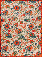 Nourison Home Aloha Red Multicolor 9' x 12' Area Rug - Easy Clean, Non Shedding, Bed Room, Living Room, Dining Room, Kitchen (9' x 12')