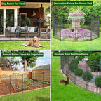 12 Panel Garden Fence with Gate - 36in H x 24.9ft L, No Dig Rustproof Metal Tall Animal Barrier for Dogs Rabbits, Decorative Outdoor Border for Yard, Patio, and Flower Beds