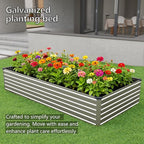 8x4x1.5FT Galvanized Raised Garden Bed,Vegetable Boxes-Rectangle Metal Flower Box,Large Planter Raised Beds Outdoor Garden for Planting,Fruit,Herb-Silver