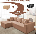 110” Cloud Sectional Couch, Modular Sectional Sofa for Living Room, Boneless Sofa with Deep Seat, Comfy Fluffy Couch with L-Shaped Chaise, No Assembly Required (Left-Facing Chaise, Camel)