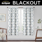 Eclipse Kendall Modern Blackout Thermal Rod Pocket Window Curtain, Insulating & Noise Reducing Curtains for Bedroom or Living Room (1 Panel), 63 in Long x 42 in Wide, Blue