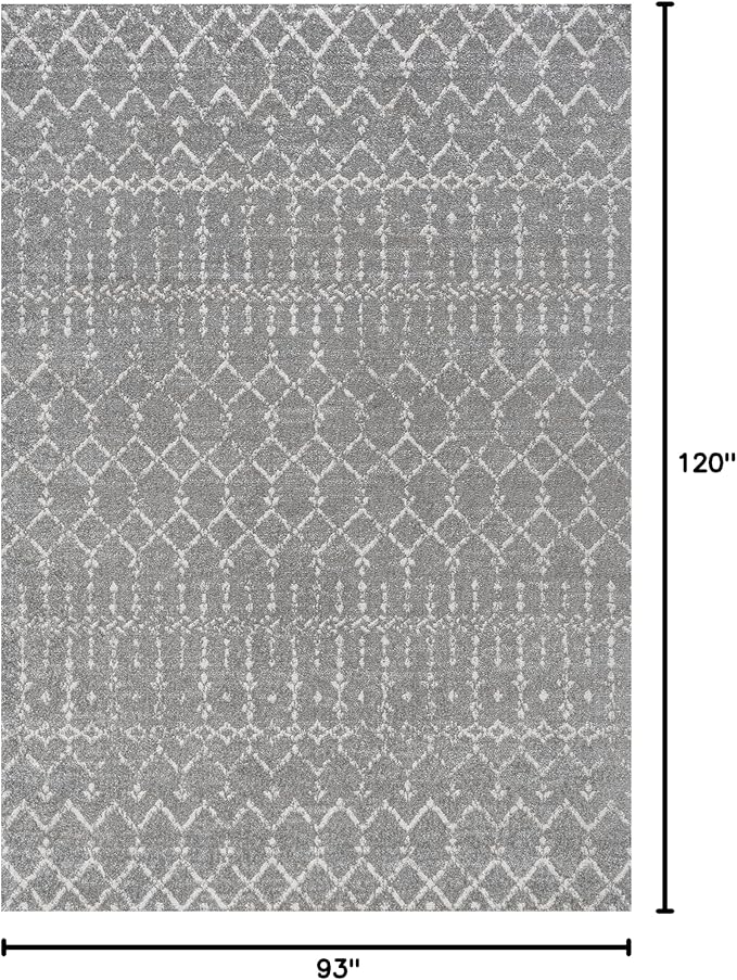 JONATHAN Y Boho Vintage Diamond Gray/Ivory Indoor Area Rug 8X10 ft, Moroccan Hype for Living Room, Bedroom, Kitchen, Office, Easy-Cleaning, High Traffic, Pet-Friendly, Non-Shedding (MOH101C-8)