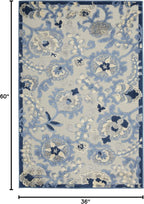 Nourison Home Aloha Blue Grey 3' x 5' Area Rug - Easy Clean, Non Shedding, Bed Room, Living Room, Dining Room, Kitchen (3' x 5')