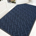OLANLY Front Door Mat Indoor Outdoor Entrance, Waterproof All-Season, All-Weather Doormat, Sturdy Natural Rubber, Low Profile, Easy Clean Patio Porch Entryway Mat, Herringbone Brick (Blue, 71x47)