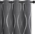 NICETOWN Bedroom Small Blackout Curtain Panels, Set of 2, 42 by 48 Inch,Grey, Window Treatment Thermal Insulated Solid Grommet Blackout Wave Line Foil Print Design Curtains for Kitchen, Cafe, Loft