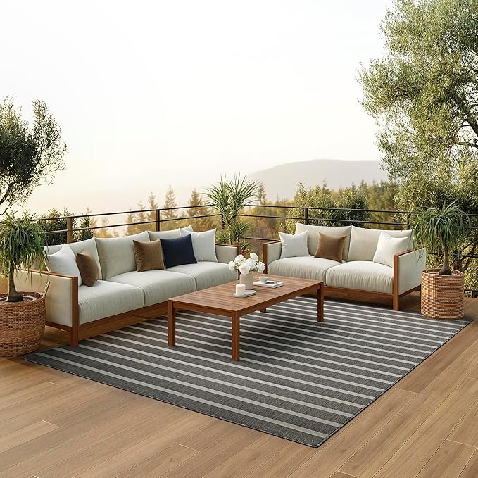Nourison Home Positano Charcoal Ivory 8' x 10' Area Rug - Easy Clean, Non Shedding, Bed Room, Living Room, Dining Room, Kitchen (8' x 10')