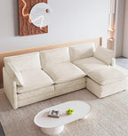 ROWHY 112'' Oversized Modular Sectional Cloud Couch with Movable Ottoman, 4 Seat Modern Corduroy Sofa, Deep Seat L Shaped Couch for Living Room Bedroom Apartment, Cream