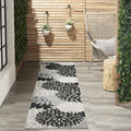 Nourison Home Aloha Indoor/Outdoor Black White 2'3" x 12' Area Rug, Tropical, Botanical, Easy Cleaning, Non Shedding, Bed Room, Living Room, Dining Room, Deck, Backyard, Patio (2x12)