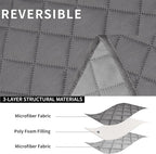 Easy-Going Loveseat Recliner Cover with Console, Reversible Couch Cover for Living Room, Split Sofa Cover for Each Seat with Elastic Straps for Kids, Dogs, Pets(2 Seater, Gray/Light Gray)
