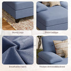 Shintenchi U-Shaped Sectional Couches for Living Room, 4 Seat Sofa with Double Chaise Lounges,Solid Wood Frame Sectional Sofa for Apartment,Blue