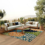 Nourison Home Aloha Indoor/Outdoor Multicolor 7' x 10' Area Rug, Easy Cleaning, Non Shedding, Bed Room, Living Room, Dining Room, Deck, Backyard, Patio (7x10)