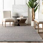 nuLOOM 8x10 Elfriede Jute & Cotton Hand Woven Area Rug, Grey, Solid Rustic Farmhouse Style, Weaved Design, Natural Fiber, For Bedroom, Living Room, Dining Room, Hallway, Office, Entryway
