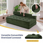 MAXYOYO Folding Sofa Couch, Convertible Floor Sleeper Couch with 2 Pillows, Tufted Floor Oversized Loveseat Couch Tufted Fold Out Chair Bed Comfy Sofa Lounge for Living Room Bedroom, Dark Green