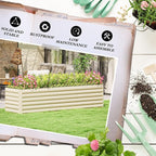 Outsunny 8 x 2 x 2ft Galvanized Raised Garden Bed Kit, Outdoor Metal Elevated Planter Box with Safety Edging, Large Raised Bed for Growing Flowers, Herbs and Vegetables, Cream White