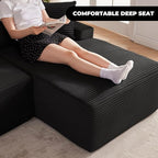 Cloud Sectional Sofa, Boneless Couch for Living Room, Modular Sectional Sofa with Deep Seat, Fluffy L-Shaped Comfy Couch with Right-Facing Chaise, No Assembly Required, Black