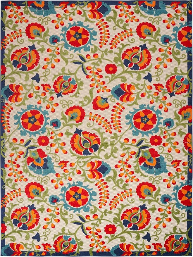 Nourison Home Aloha Multicolor 9' x 12' Area Rug - Easy Clean, Non Shedding, Bed Room, Living Room, Dining Room, Kitchen (9' x 12')