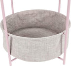 Amazon Basics Round End Table, Dusty Pink, 17.7"D x 17.7"W x 18.9"H | Side Table, with Cloth Basket, Storage