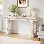 Little Tree 63-Inch Long Console Tables for Entryway, Large Sofa Table Behind Couch, Wooden Entry Foyer Hallway Table, Modern Console Sofa Tables for Living Room, Distressed White