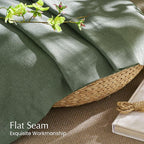 NICETOWN Forest Green Linen Curtains for Kitchen, Thick Flax Small Window Treatments Semi Sheer Privacy Assured with Light Through for Cafe/Bathroom, W55 x L84, 2 Panels