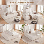 Cloud Sectional Sofa, Boneless Couch for Living Room, Modular Sectional Sofa with Deep Seat, Fluffy L-Shaped Comfy Couch with Right-Facing Chaise, No Assembly Required, Beige