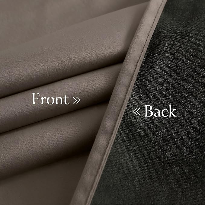 NICETOWN Taupe Velvet Curtains 84 inches Long - Blackout Curtains for Living Room, Thermal Insulated Cat Proof Panels Soft Luxury Home Decor for Bedroom, W52 x L84, 2 Panels