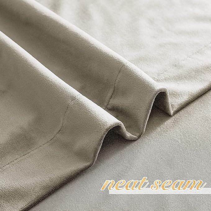 NICETOWN Living Room Camel Velvet Curtains, Sound and Sunlight Reducing Heavy Matt Rod Pocket Drapes/Panels for High Celling Wall (2 Panel Per Pack, 72 inches Long)