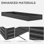 YITAHOME 144x48x12 in Galvanized Raised Garden Bed Kit, Large Metal Planter Box with Gloves, Safety Rubber & Support Rod, Outdoor Flower Bed for Plants Vegetables, Black