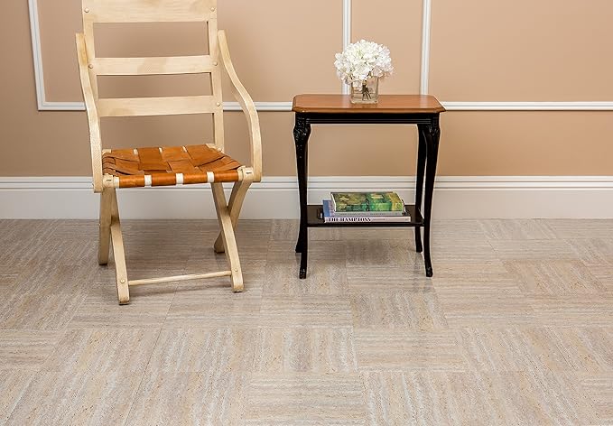 Nexus Self Adhesive 12-Inch Vinyl Floor Tiles, 20 Tiles - 12" x 12", Travatine Marble Pattern - Peel & Stick, DIY Flooring for Kitchen, Dining Room, Bedrooms & Bathrooms by Achim Home Décor