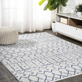 JONATHAN Y Boho Vintage Diamond Cream/Navy Indoor Area Rug 5X8 ft, Moroccan Hype for Living Room, Bedroom, Kitchen, Office, Easy-Cleaning, High Traffic, Pet-Friendly, Non-Shedding (MOH101F-5)