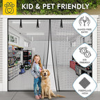 AUGO Garage Door Screen, 2 Car 8x7FT, Fiberglass mesh with Magnetic Closure, Heavy Duty Weighted Bottom, Easy Assembly & Pass, Hands Free Screen Door