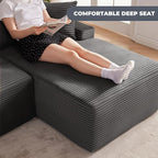 Cloud Sectional Sofa, Boneless Couch for Living Room, Modular Sectional Sofa with Deep Seat, Fluffy L-Shaped Comfy Couch with Right-Facing Chaise, No Assembly Required, Grey