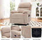 Recliner Chair, 360 Swivel Rocker Chair for Adults, Small Rocking Recliner Chair for Small Spaces, Upholstered Chenille Fabric Glider Recliner Nursery Chair with Side Pockets for Living Room